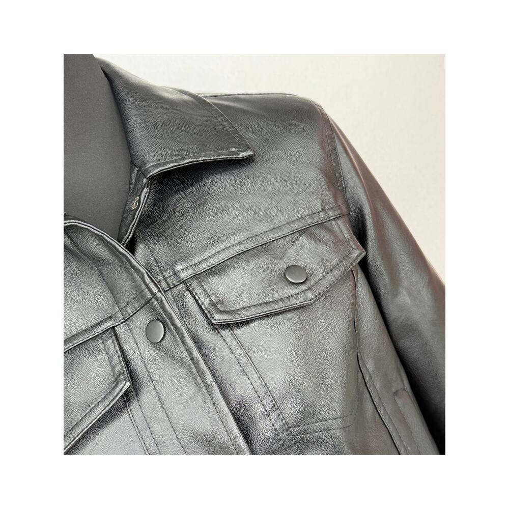 Sebby Collection Black Biker Moto Faux Vegan Leather with Faux Fur Lining Small